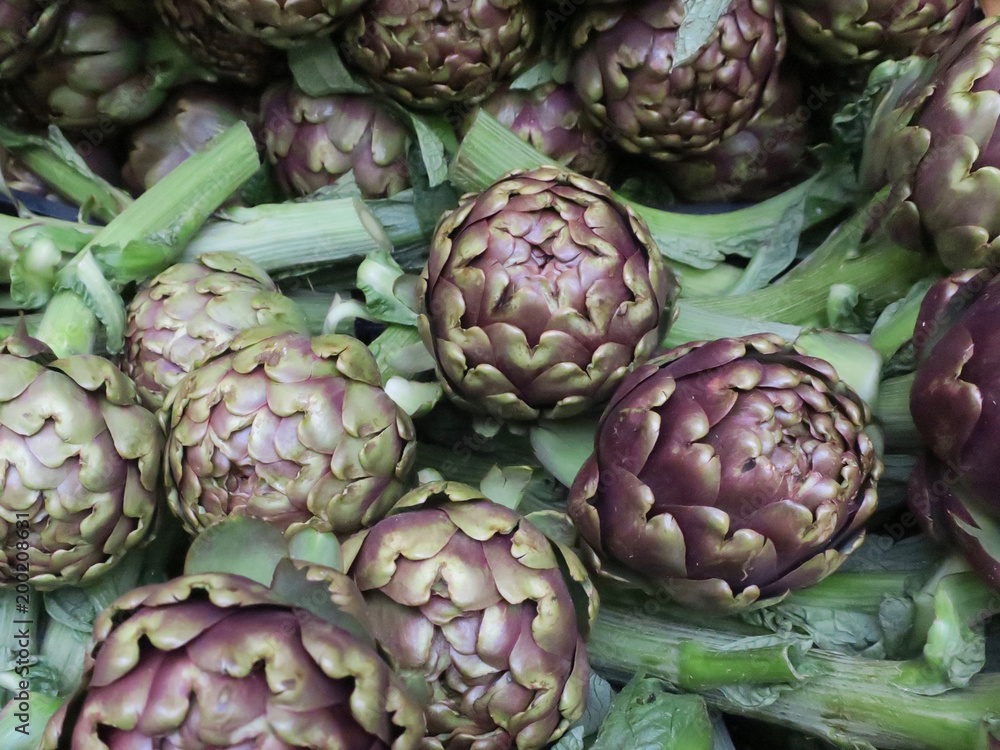 artichokes in a crate on the market artichokes in a crate on the market