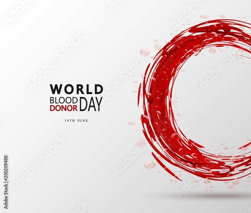 Creative Blood Donor Day motivation information donor poster. Vector illustration of Donate blood concept for World blood donor day-June 14. Medical design elements.Flyer with Red Drops.