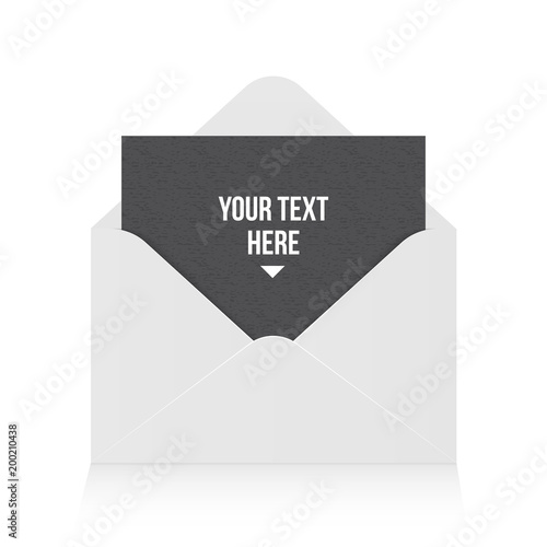 Creative vector illustration of open paper envelope isolated on background. For message, mail, email and business document. Art design. Abstract concept graphic element. Realistic mockup.