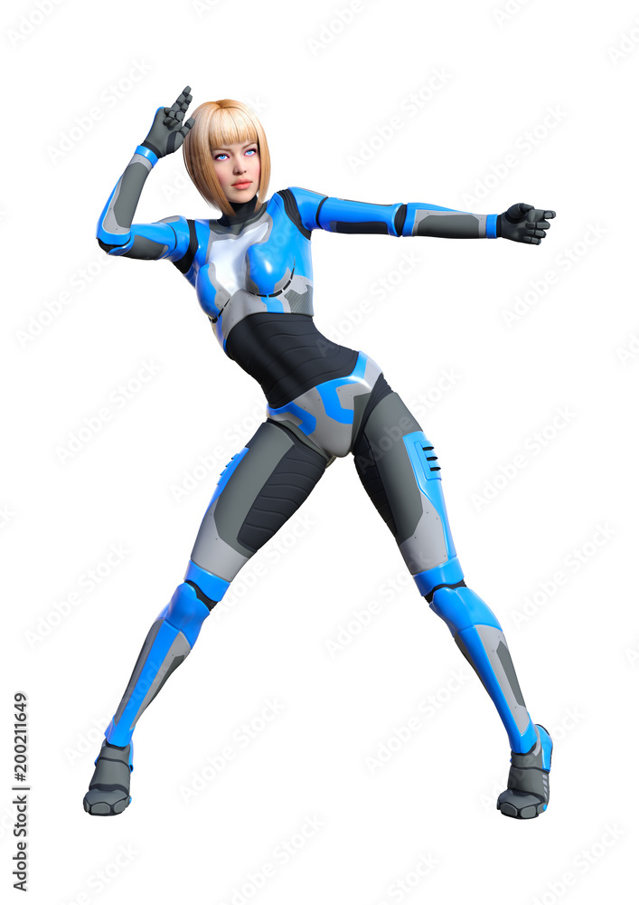 3D Rendering Female Robot on White 3D Rendering Female Robot on White
