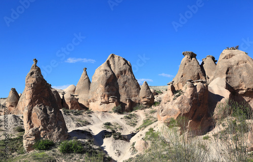 Natural Rock Formations of Volcanic origins in Cappadocia, Turkey
