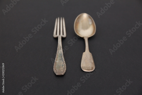 Fotografie vintage old fork and spoon