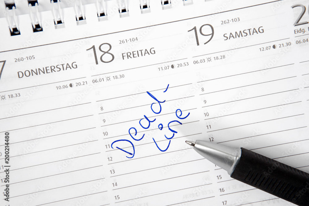 Eintrag im Kalender: Deadline Eintrag im Kalender: Deadline