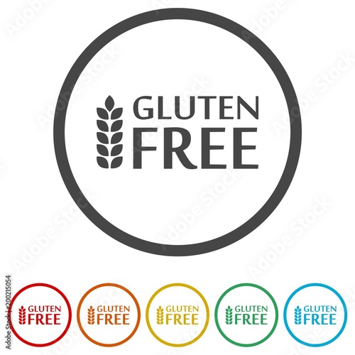 Gluten Free Sign Icon, 6 Colors Included