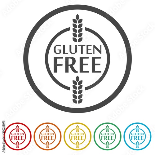 Gluten Free Sign Icon, 6 Colors Included