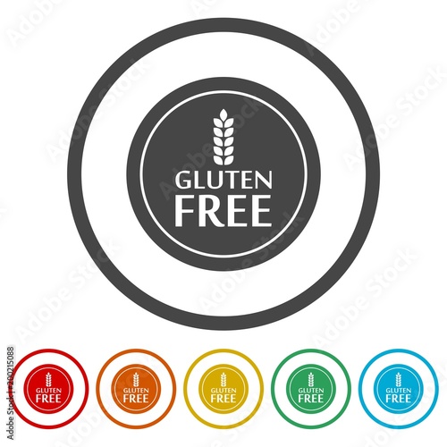 Gluten Free Sign Icon, 6 Colors Included