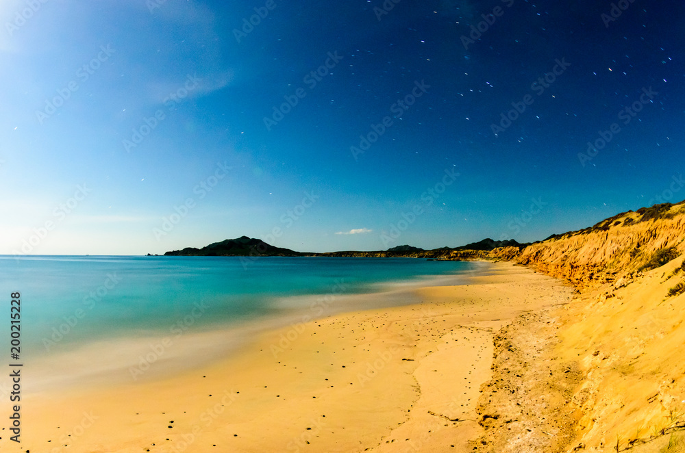 Obraz premium Scenics from the bay of Cabo Pulmo, where the desert meets the sea, Baja California sur Mexico.