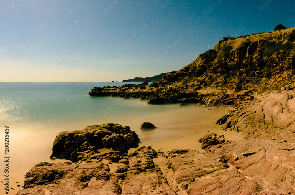 Obraz premium Scenics from the bay of Cabo Pulmo, where the desert meets the sea, Baja California sur Mexico.