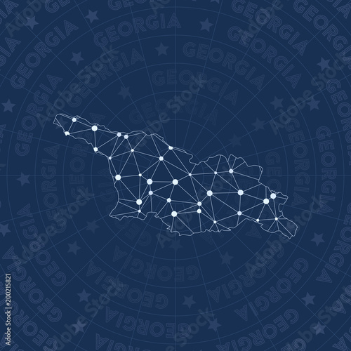 Georgia network, constellation style country map. Good-looking space style, modern design. Georgia network map for infographics or presentation.