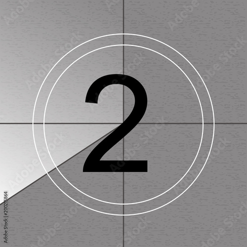 Creative vector illustration of countdown frame. Art design. Old film movie timer count. Vintage retro cinema. Abstract concept graphic element. Universal leader. Number one - 1