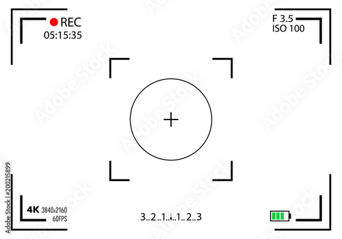 Creative vector illustration of camera viewfinder isolated on background. Art design mirorless, DSLR. Digital focus. Abstract concept graphic element screen photo frame. Exposure settings