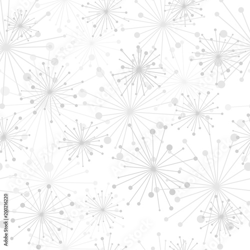 Floral Seamless pattern texture with grey abstract dandelion flowers.