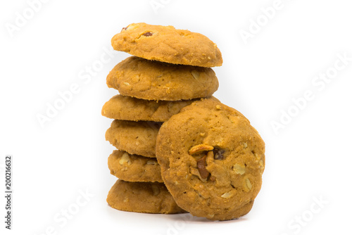 Cookies made from alginate Tierra placed large stacked pieces. Put on white background