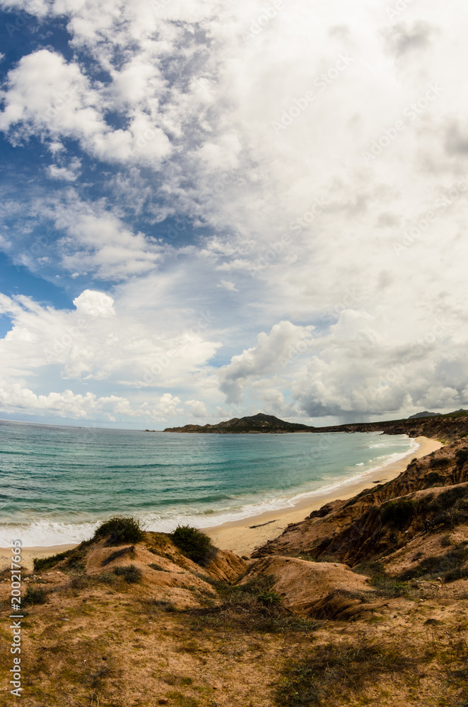 Obraz premium Scenics from the bay of Cabo Pulmo, where the desert meets the sea, Baja California sur Mexico.