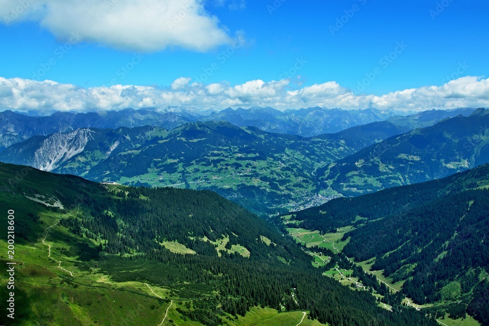 Austrian Alps-view on the valley Gauertal from peak Geissspitz
