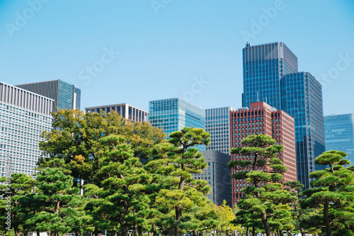 Tokyo modern building under blue sky © Cozyta