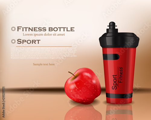Fitness bottle Vector realistic. 3d detailed illustrations
