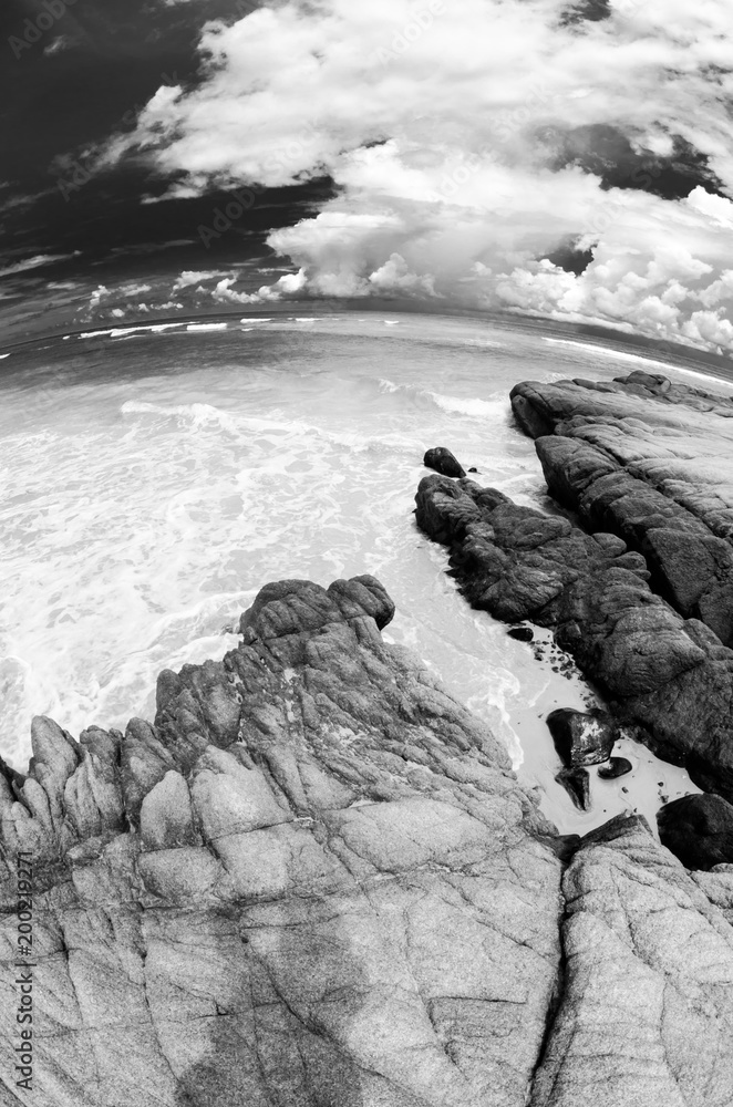 Obraz premium Scenics from the bay of Cabo Pulmo, where the desert meets the sea, Baja California sur Mexico.