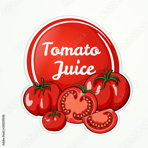 Tomato juice logo with tomatoes