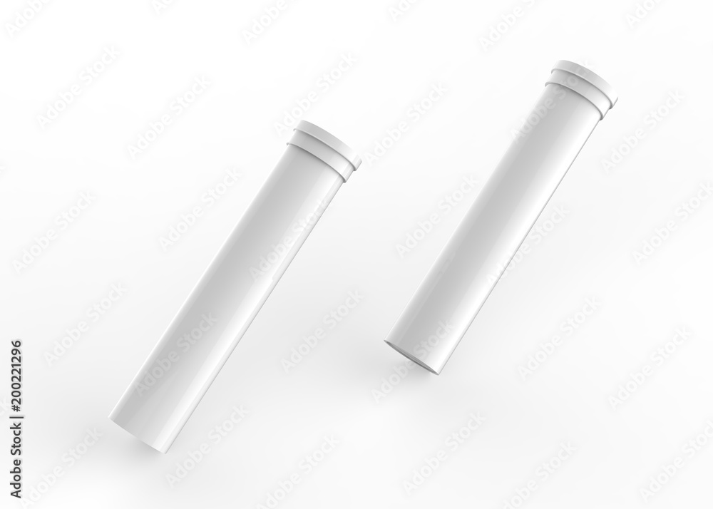 Effervescent Tablets Tube Mock-up On Isolated White Background, 3D Illustration Effervescent Tablets Tube Mock-up On Isolated White Background, 3D Illustration