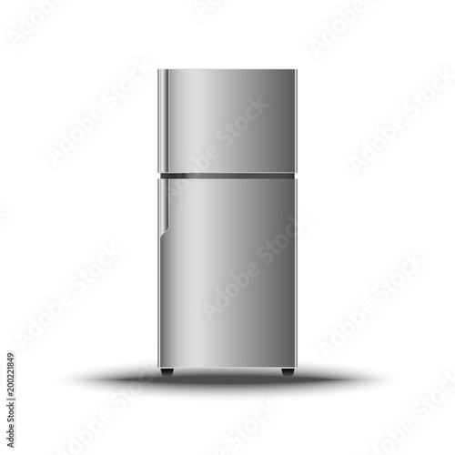 Realistic modern vertical refrigerator on isolate white background, Vector, Illustration