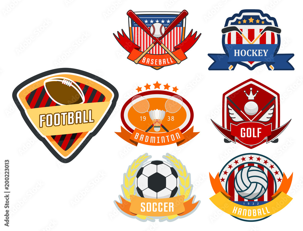 Obraz premium Sport game vector team logo play tournament label champion emblem league competition symbol athletic championship club professional tournament label illustration.