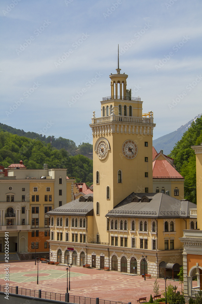 The main building in the Rosa Khutor - Clock Tower 
