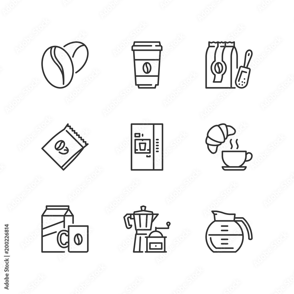 Outline icons. Coffee Outline icons. Coffee