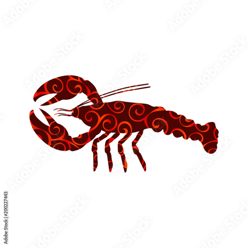 Crayfish spiral pattern color silhouette aquatic animal