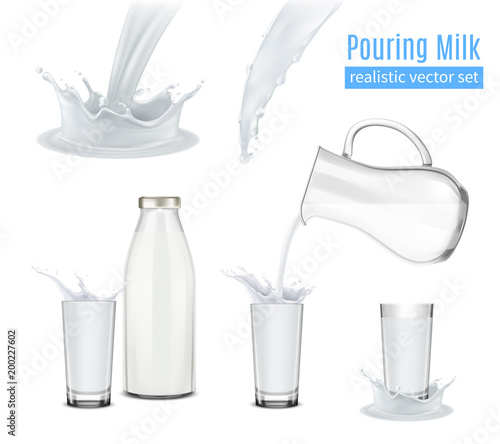 Pouring Milk Realistic Composition