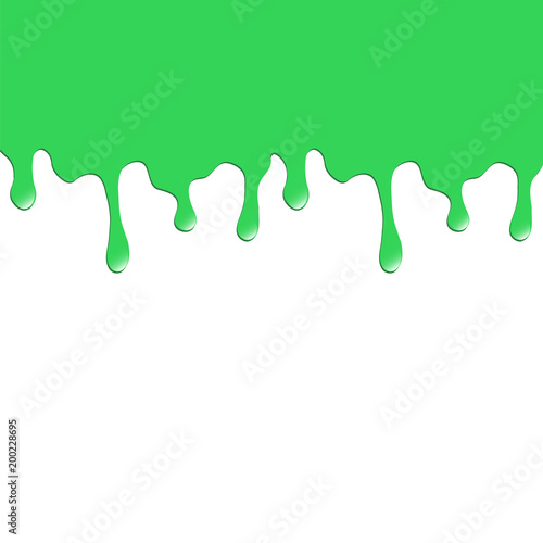 The dripping green paint. Vector illustration