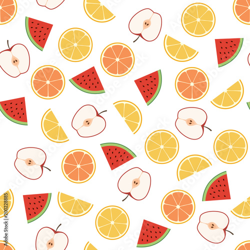Fototapeta Naklejka Na Ścianę i Meble -  Fruit seamless pattern. Vector illustration