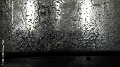 Automatic car wash view from inside the car photo