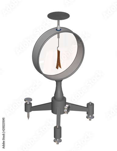 Electroscope. Used in physics education to demonstrate the principles of electrostatics. 3D illustration isolated on a white background.