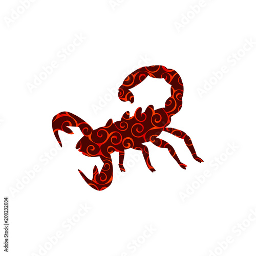 Scorpion sting spiral pattern color silhouette animal