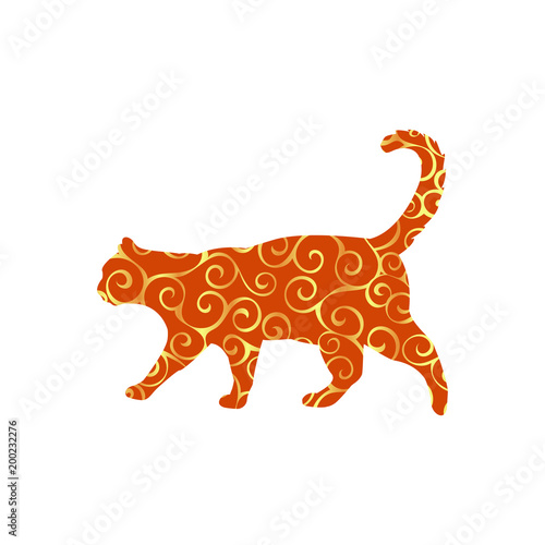 Cat pet spiral pattern color silhouette animal