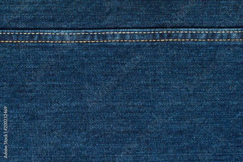 Blue Jeans Cloth With Seam. Background Texture