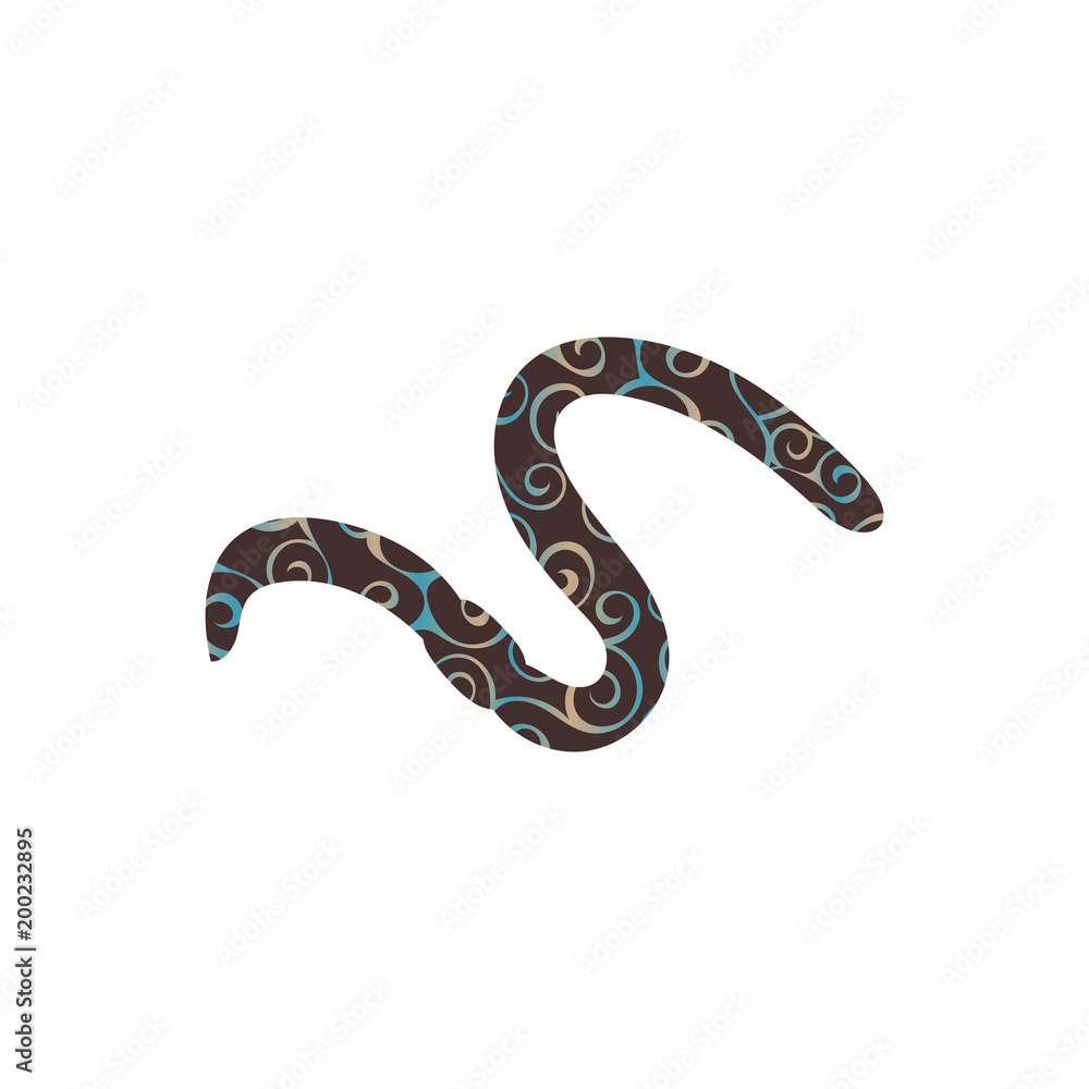 Naklejka premium Worm earthworm spiral pattern color silhouette animal.