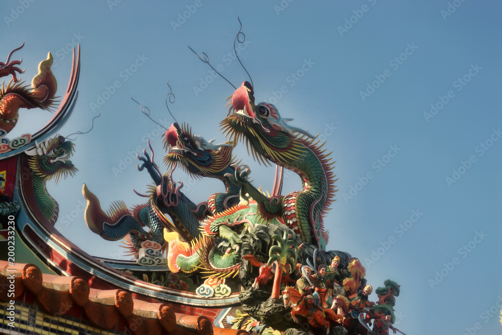 Dragons traditional roof decoration, Taiwan Dragons traditional roof decoration, Taiwan