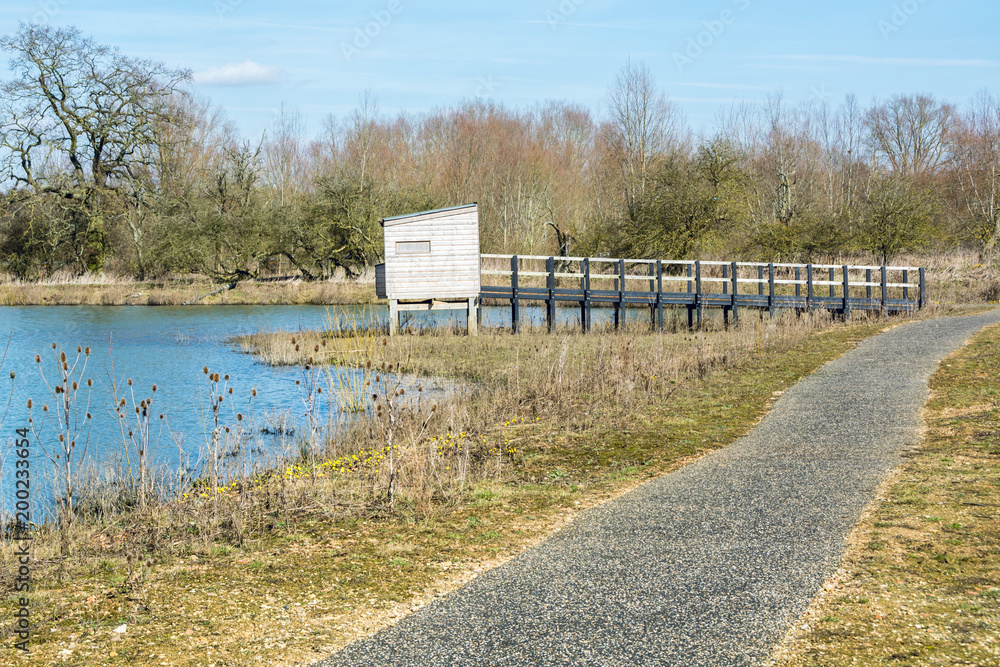 A bird hide at Floodplains Forest for birdwatchers and ornithologists seen in early Spring A bird hide at Floodplains Forest for birdwatchers and ornithologists seen in early Spring