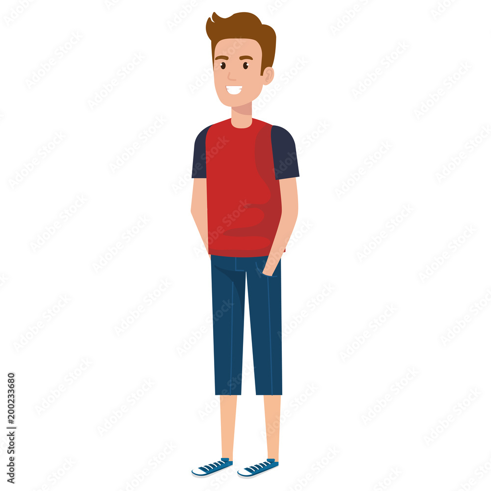 young man avatar character vector illustration design