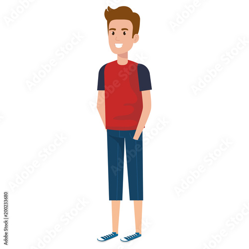 young man avatar character vector illustration design