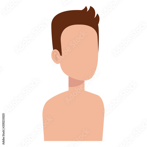 young man shirtless avatar character vector illustration design