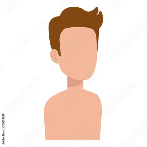 young man shirtless avatar character vector illustration design