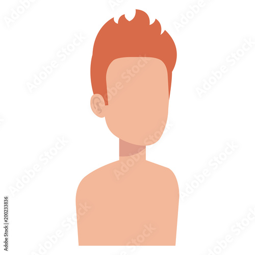 young man shirtless avatar character vector illustration design