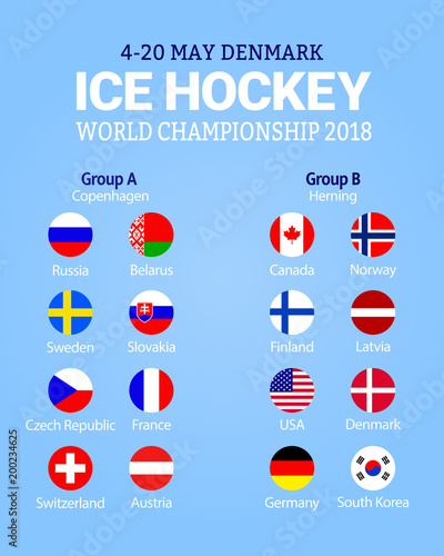 Men`s Ice Hockey Table. Vector Illustration. Participating Countries Flag  Icon. Championship 2019 Poster Ilustração do Vetor - Ilustração de  campeonato, bandeira: 143622347