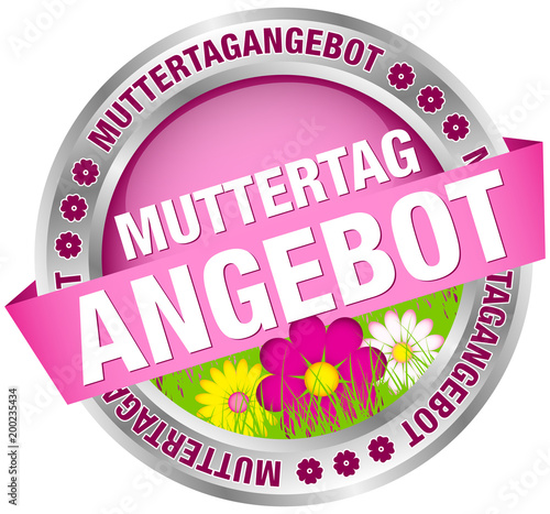 Button Banner "Muttertagangebot" Blumen pink/silber