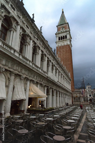 St Mark's Campanile bell tower on a Saint Mark's Square square in Venice, Italy