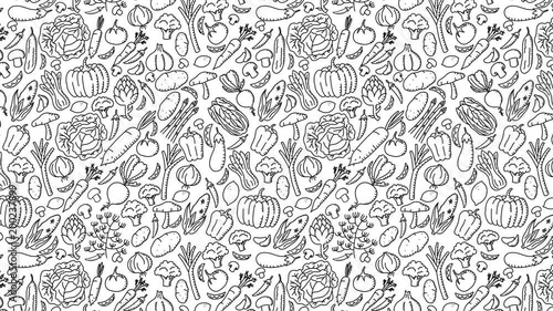 Vegetable moving pattern background, kids hand drawing concept design, illustration isolated on white background seamless looping animation 4K, with copy space