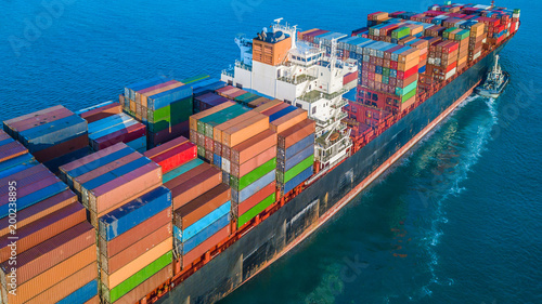 Container cargo ship in import export and business logistic, Logistic and transportation of International container cargo freight ship in the open sea, China.